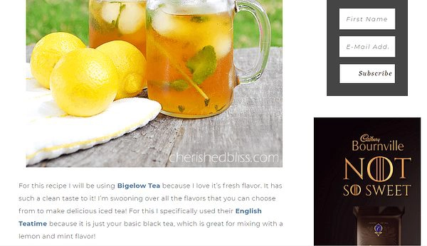 Screenshot of Cherished Bliss blog