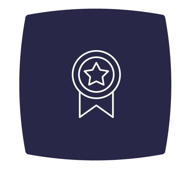 Star ribbon icon on dark blue background